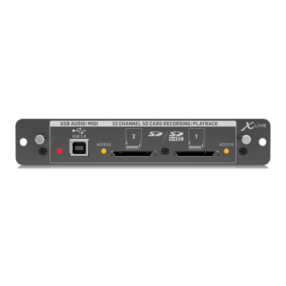 Behringer X-LIVE Quick Start Manual