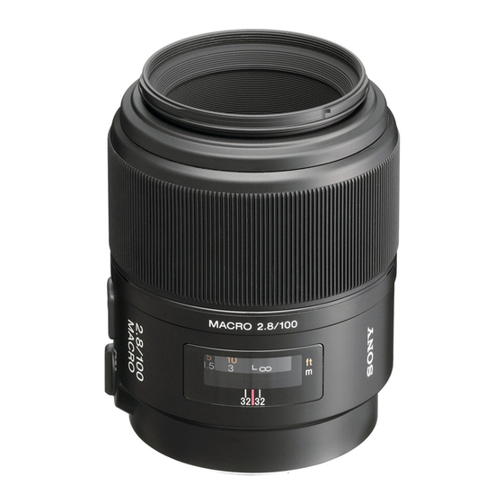 Sony SAL-35F14G - 35mm f/1.4 Aspherical G Series Standard Zoom Lens Operating Instructions Manual