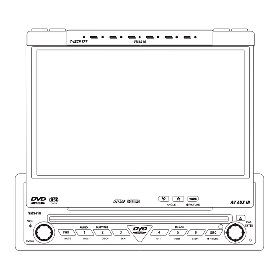 Jensen Mobile Multimedia AM/FM/DVD Receiver VM9410 Owner's Manual