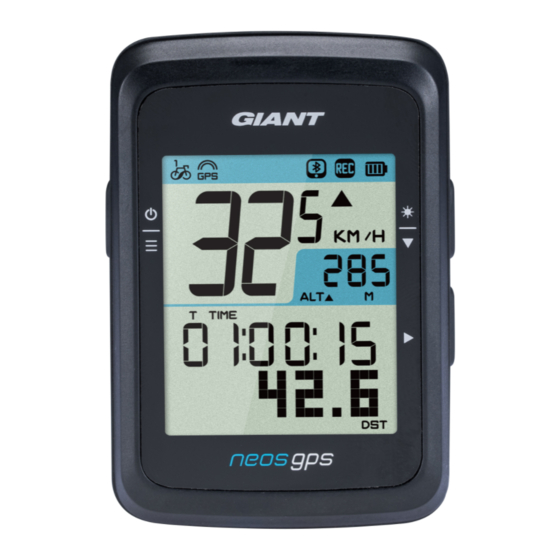 Giant NEOS GPS Quick Start Manual