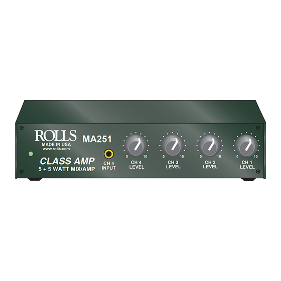 Rolls MA251 Connection Manual