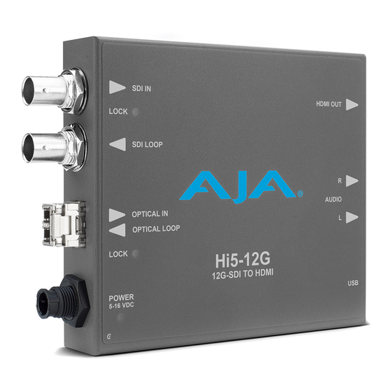 AJA Hi5-12G Installation And Operation Manual