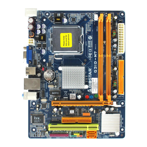 Biostar G31D-M7 Setup Manual
