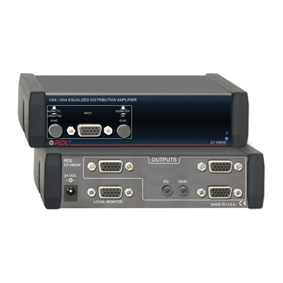 RDL EZ-VMD4E Installation And Operation Manual
