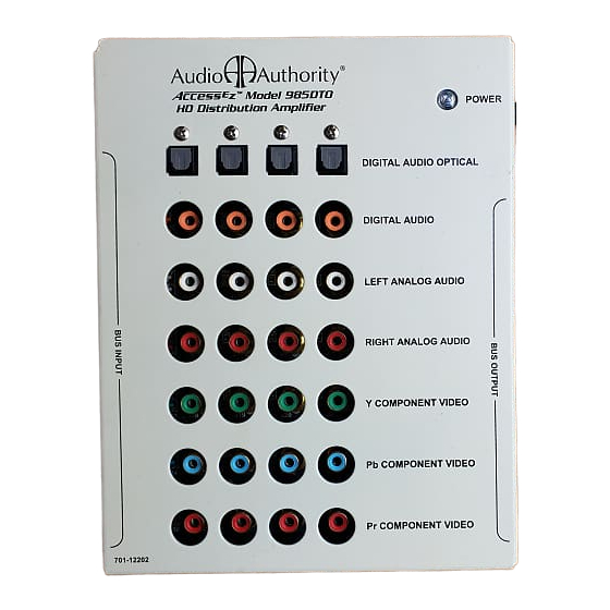 Audio Authority Distribution Amplifiers 985DTO How To Use
