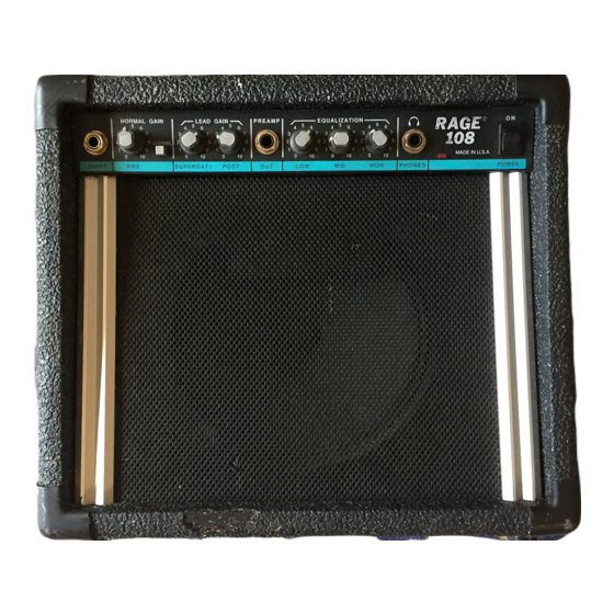Peavey RAGE 108 Quick Start Manual