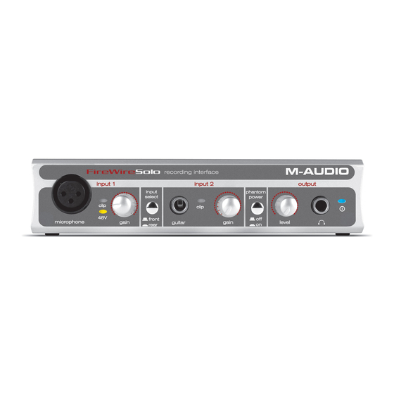 M-Audio FireWire Mobile Audio Interface for Songwriters/Guitarists FireWire SOLO Quick Start Manual