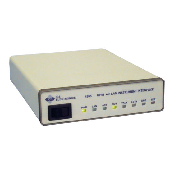 ICS ELECTRONICS 4865 Quick Start Manual