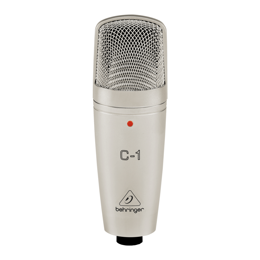 Behringer C-1 - Studio Condenser Microphone Quick Start Guide