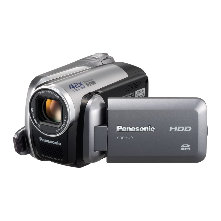 User Manuals: PANASONIC Palmcoder SDR-H40PC Camcorder