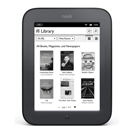 Barnes & Noble NOOK Simple Touch with GlowLight Quick Start Manual