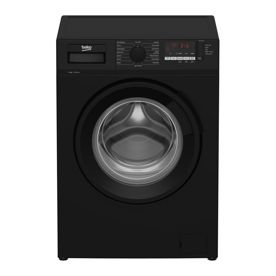 Beko WTL94151B - Freestanding 9kg 1400rpm Washing Machine Manual