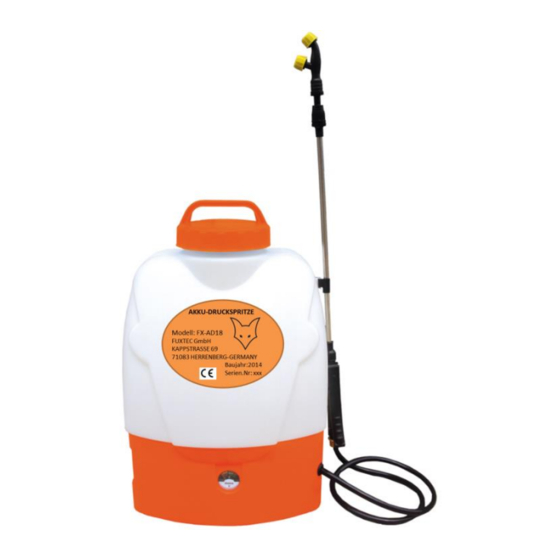 FUXTEC FX AD18 Backpack Battery Sprayer Manuals