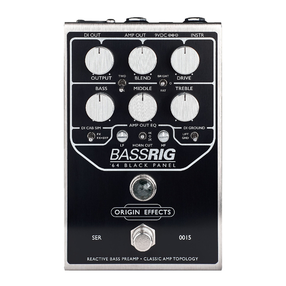 Origin Effects BASSRIG '64 BLACK PANEL Getting Started Manual