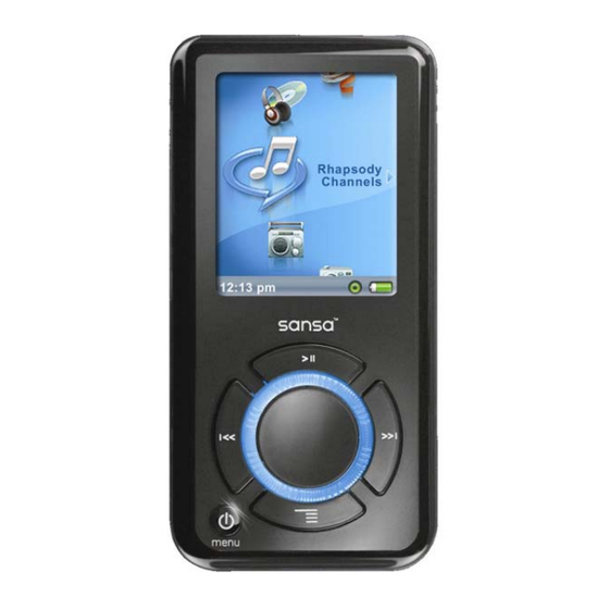 SanDisk Sansa E200R Rhapsody User Manual