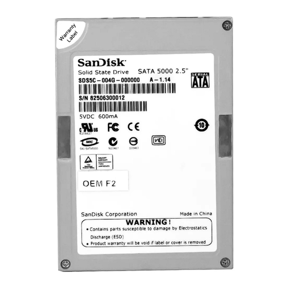 SanDisk SSD UATA 5000 1.8” Reporting Manual