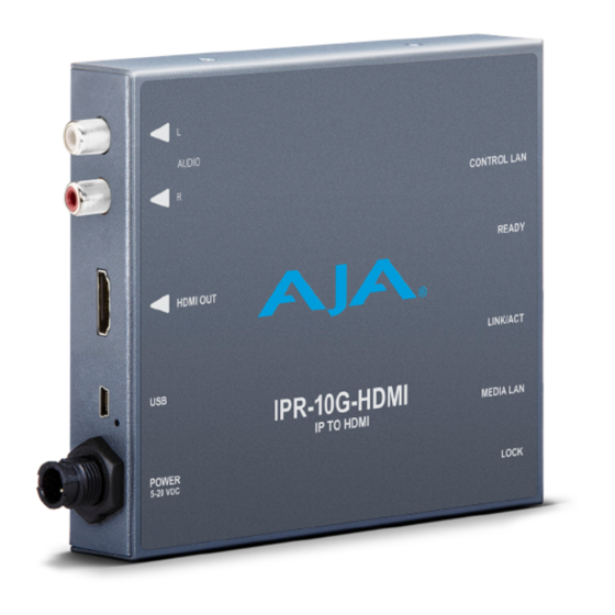 AJA IPR-10G-HDMI Installation And Operation Manual