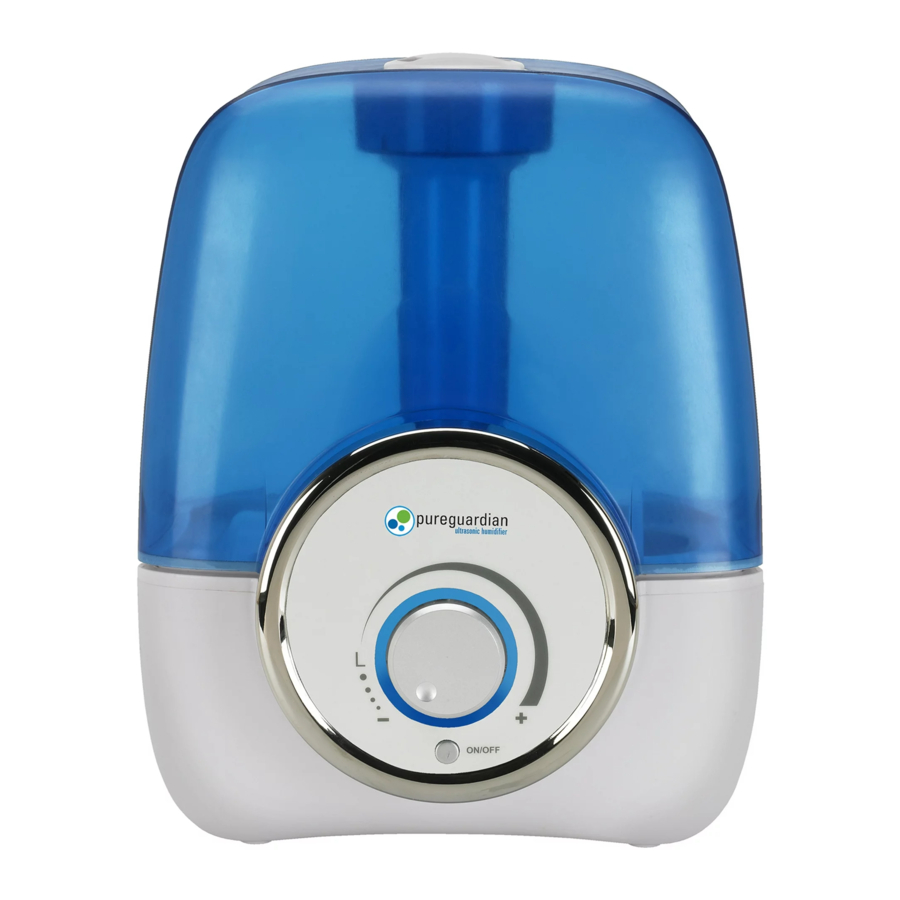 Guardian H1200, H1210 - PureGuardian 1.5-Gallon Ultrasonic Cool Mist Humidifier Manual