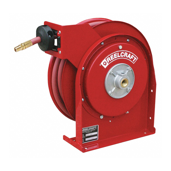 Spring tension adjustment on a hose reel with two arms 