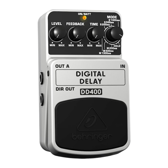 Behringer DIGITAL DELAY DD400 Quick Manual
