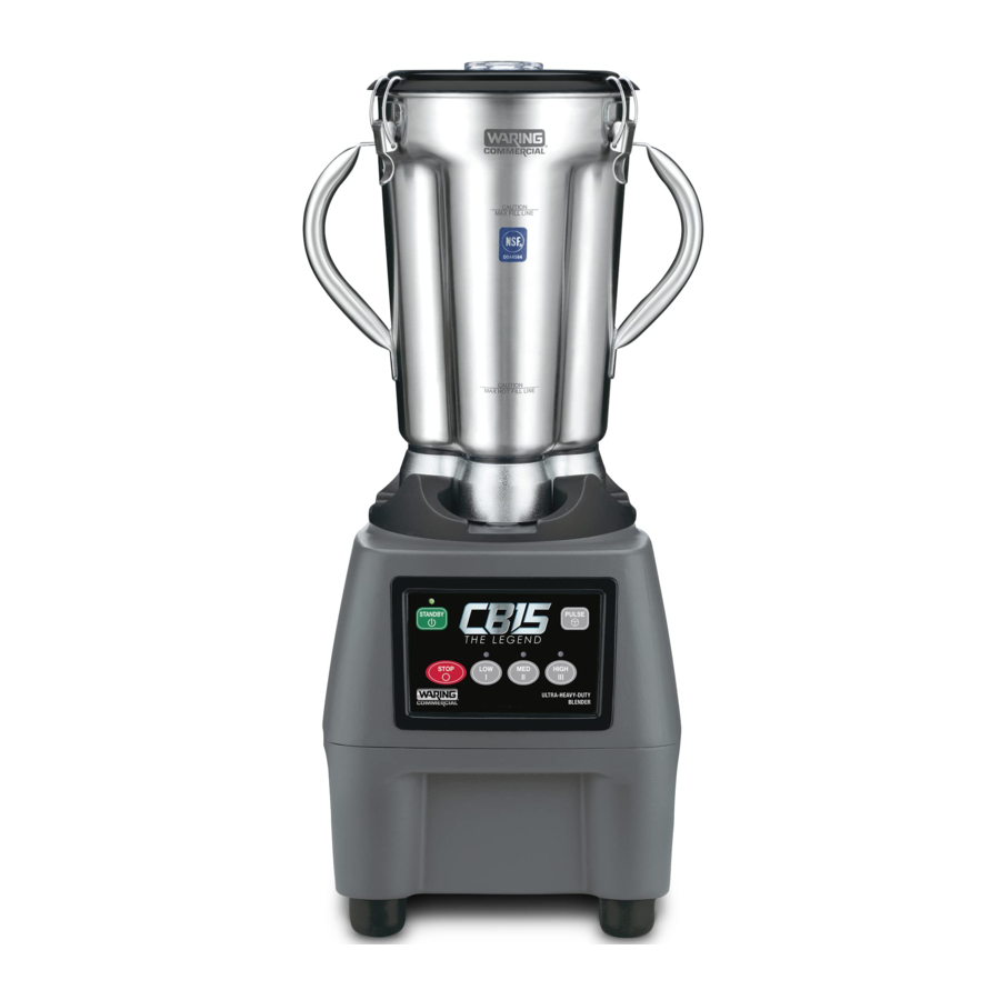 WARING COMMERRCIAL CB15 Series - Steel Food Blender Manual