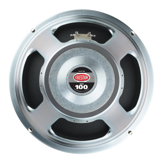 Celestion Originals Series G12T Hot 100 Specifications