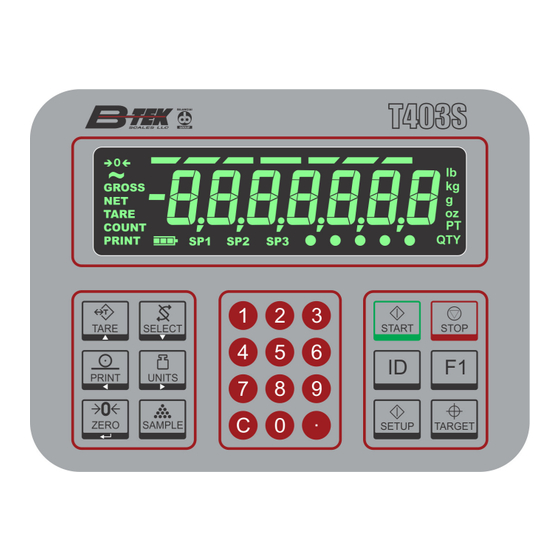 B-TEK Scales T403S User Instructions