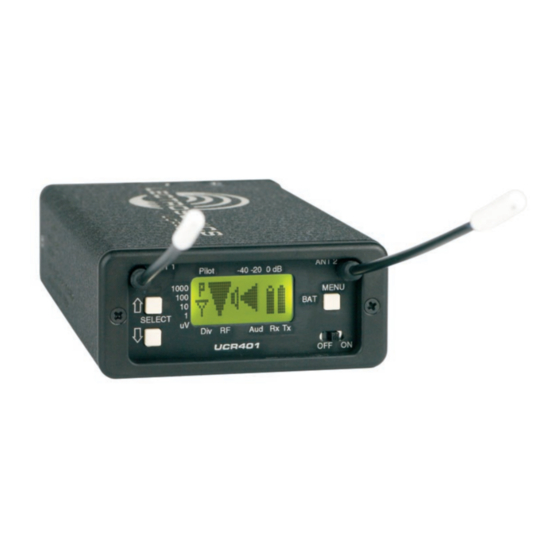 Lectrosonics UCR401 Quick Start Manual