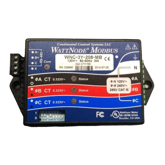 WattNode WNC-3Y-208-MB Installation And Operation Manual