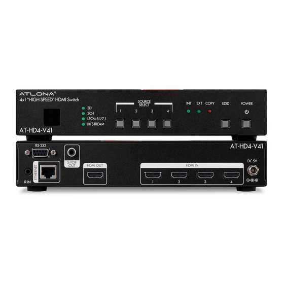 Atlona AT-HD4-V41 4x1 HDMI Switcher Manuals