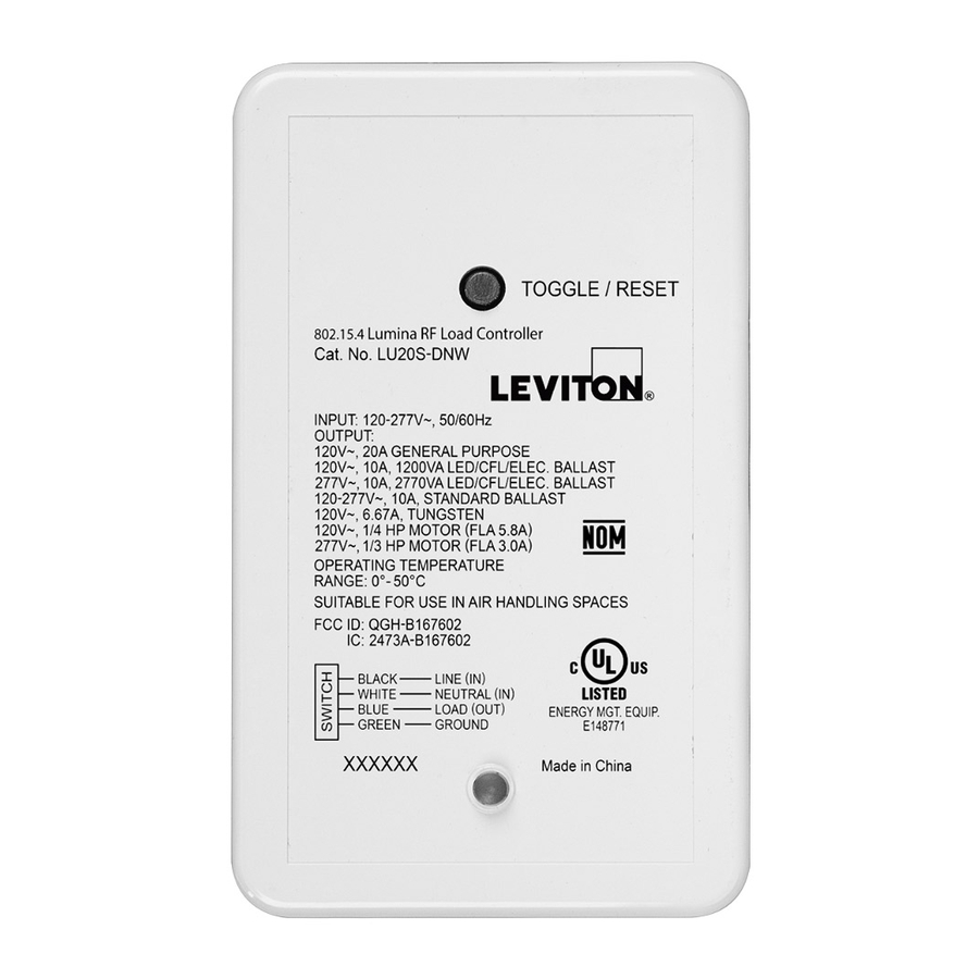 Leviton Lumina LU20S-DNW Installation Instructions