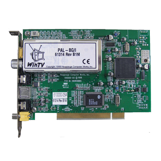 HAUPPAUGE WINTV INSTALLATION AND REFERENCE MANUAL Pdf Download ManualsLib