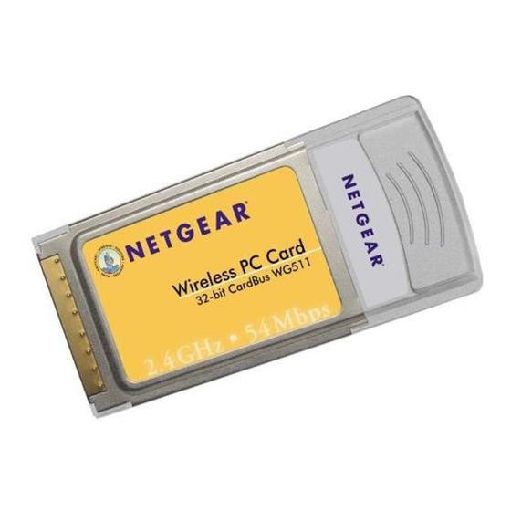 NETGEAR WG511v1 - 54 Mbps Wireless PC Card 32-bit CardBus Installation Manual
