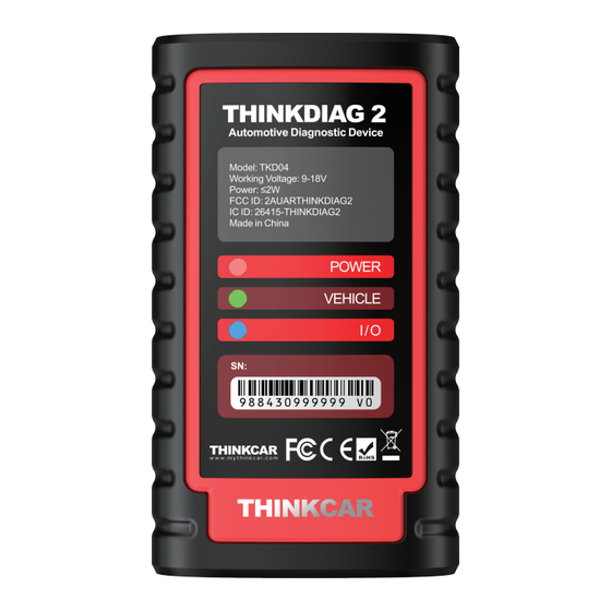 Thinkcar THINKDIAG 2 Quick Start Manual