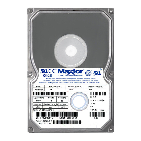 MAXTOR DIAMONDMAXTM 2160 MANUAL Pdf Download | ManualsLib