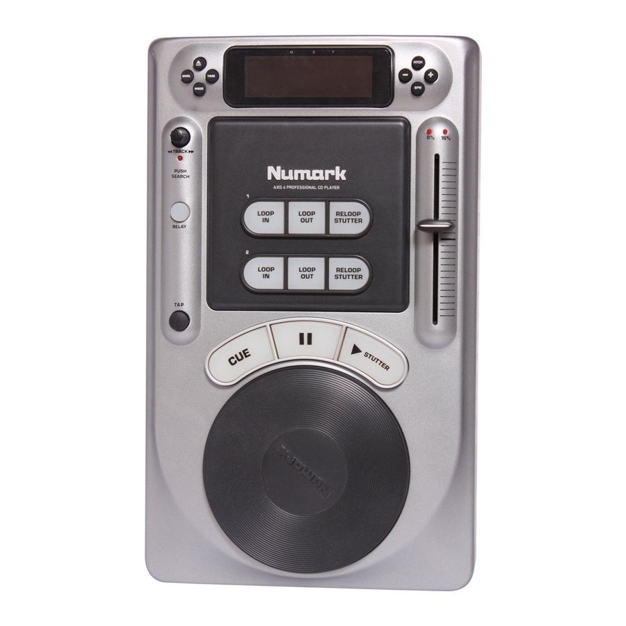 Numark Axis 4 - Tabletop CD Player Manual