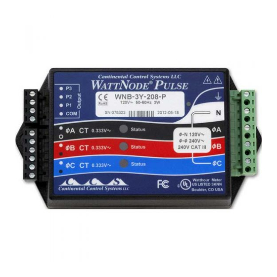 CCS WattNode Pulse Output Installation And Operation Manual
