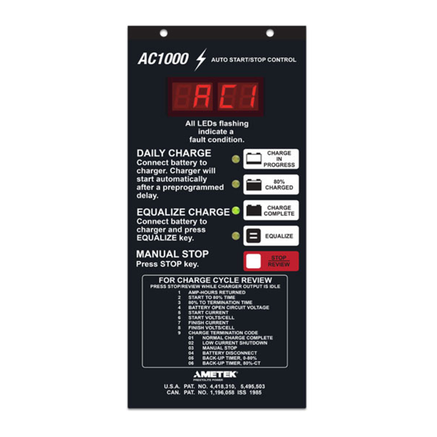 AMETEK/PRESTOLITE POWER AC1000 Control Owner's Manual