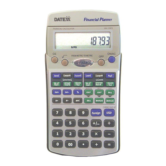 DATEXX FINANCIAL PLANNER DH-170FS OPERATION MANUAL Pdf Download ...