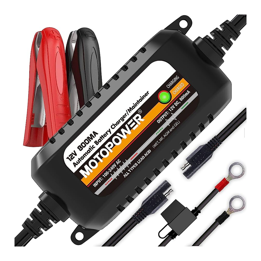 MOTOPOWER MP00205C - 12V 800mA Battery Charger Maintainer Manual