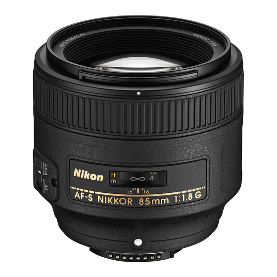 Nikon AF-S Nikkor 85mm f/1.8G User Manual