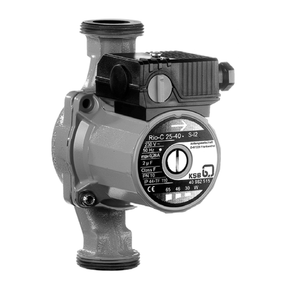 KSB Rio C 30 Series Installation And Operating Instructions Manual
