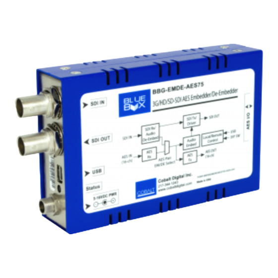 Cobalt Digital Inc Blue Box BBG-EMDE-AES75 Manual