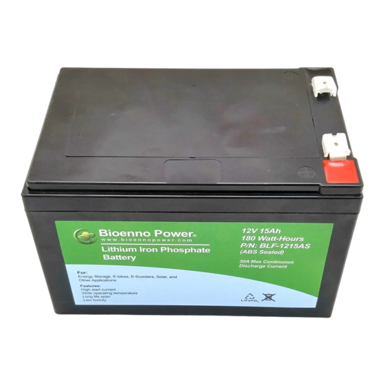 Bioenno Power BLF-1215AS Quick Start Manual