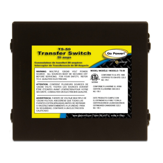 Go Power carmanah TS-50 Owner's Manual