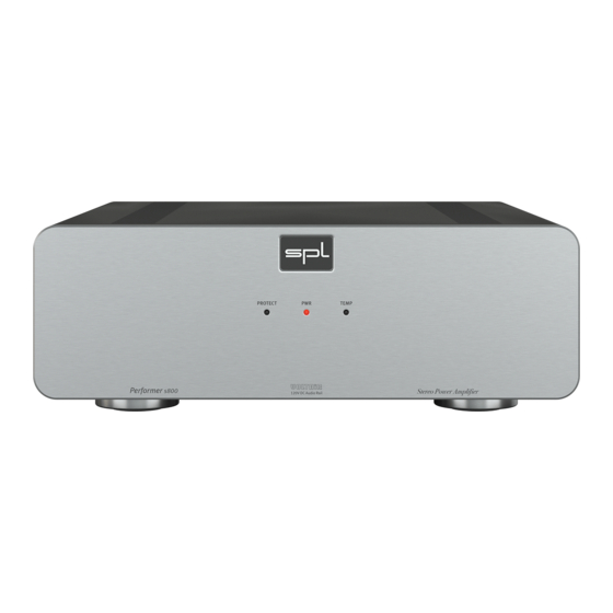 SPL Performer S800 Quick Start Manual