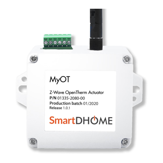 User Manuals: SmartDHOME MyOT 01335-2080-00 Controller