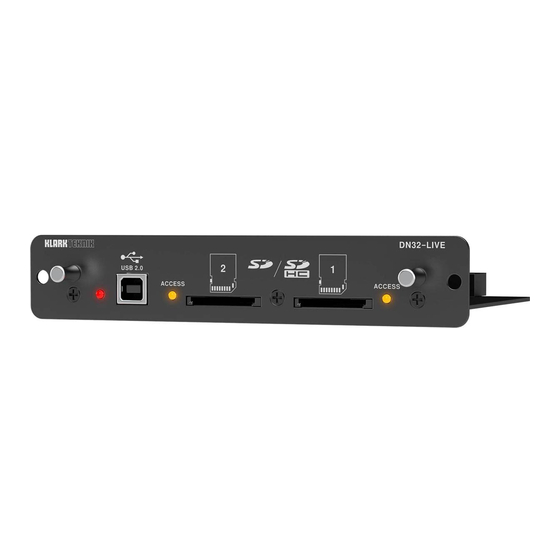 Klark Teknik DN32-LIVE Quick Start Manual