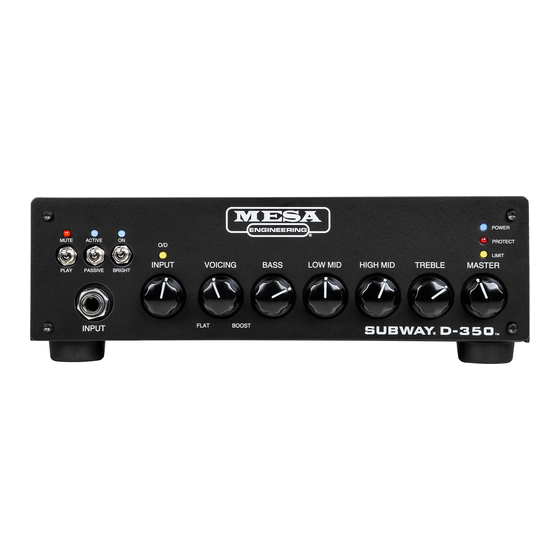Mesa/Boogie SUBWAY D-350 Owner's Manual