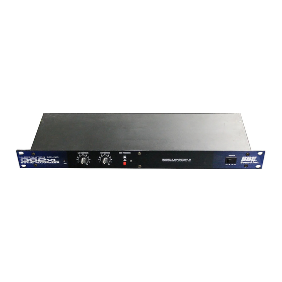BBE Sonic Maximizer 362XL User And Reference Manual